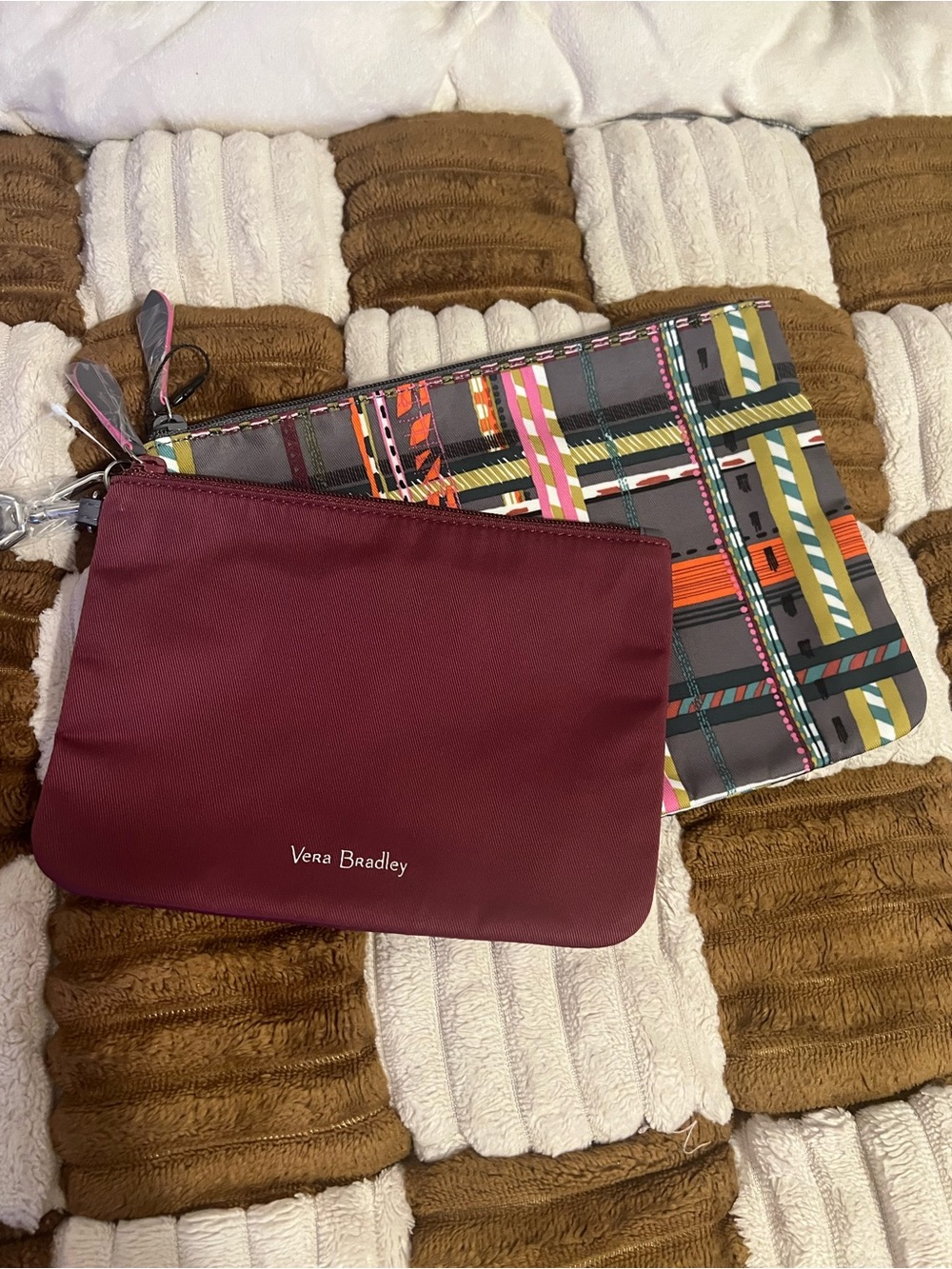 Vera Bradley Midtown Pouch Duo Hawthorne Rose/City Plaid NWTS!